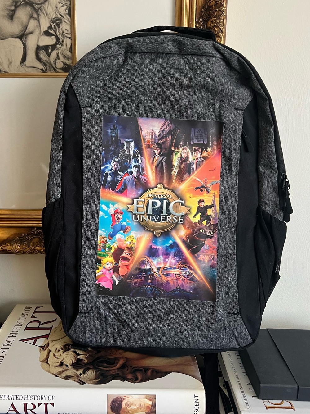 Universal Epic Universe Graphic Gray & Black Backpack
